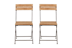 Rishikesh Reclaimed Wood & Iron Folding Chairs - (Set of 2)