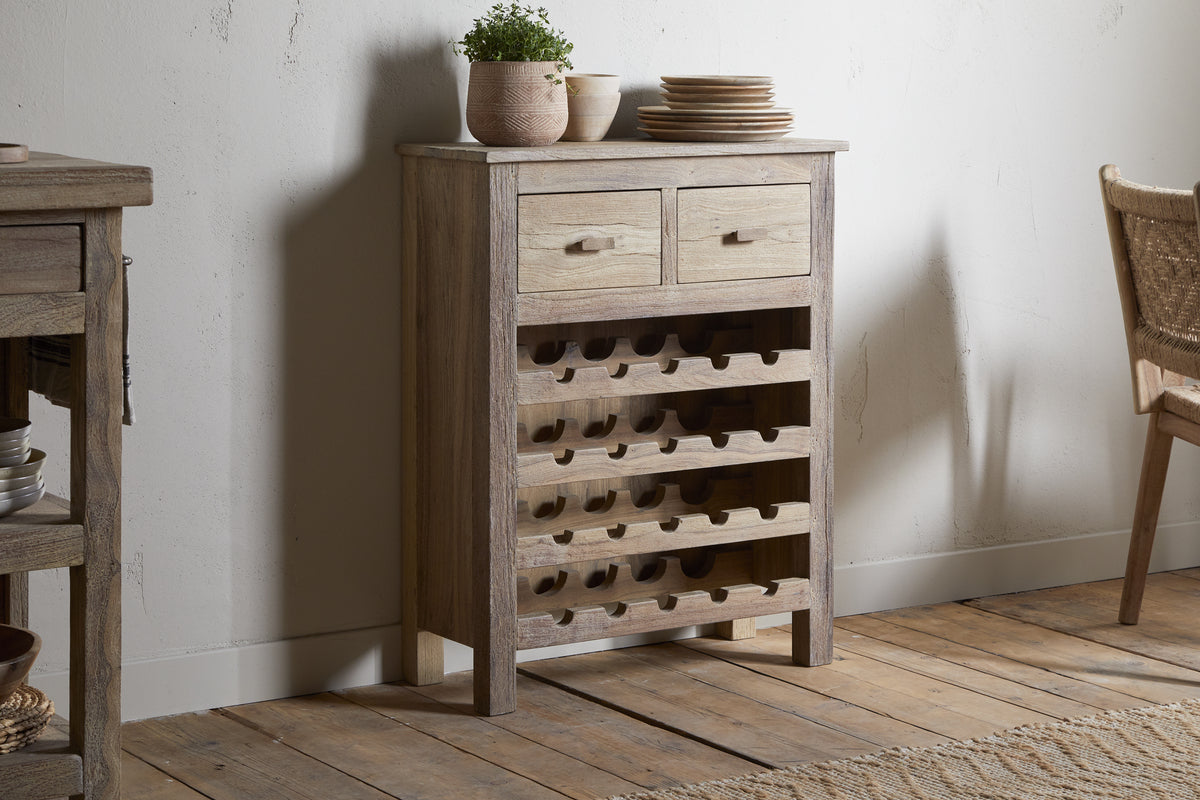 Shanthi Reclaimed Wood Wine Rack - Natural - nkuku