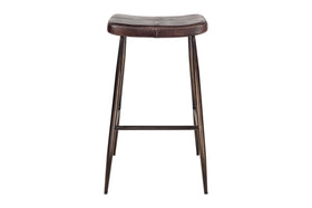 Samaira Leather Counter Stool - Dark Brown-nkuku