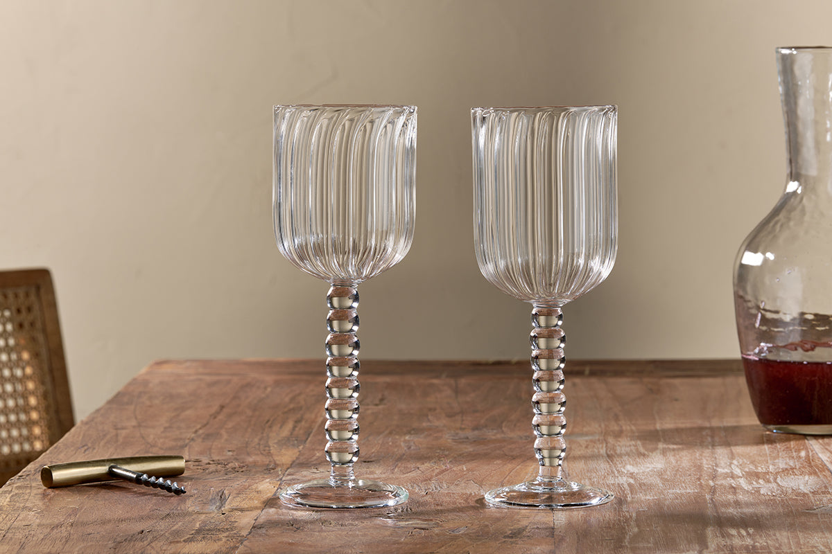 Santosa Wine Glass - Clear (Set of 2)-nkuku