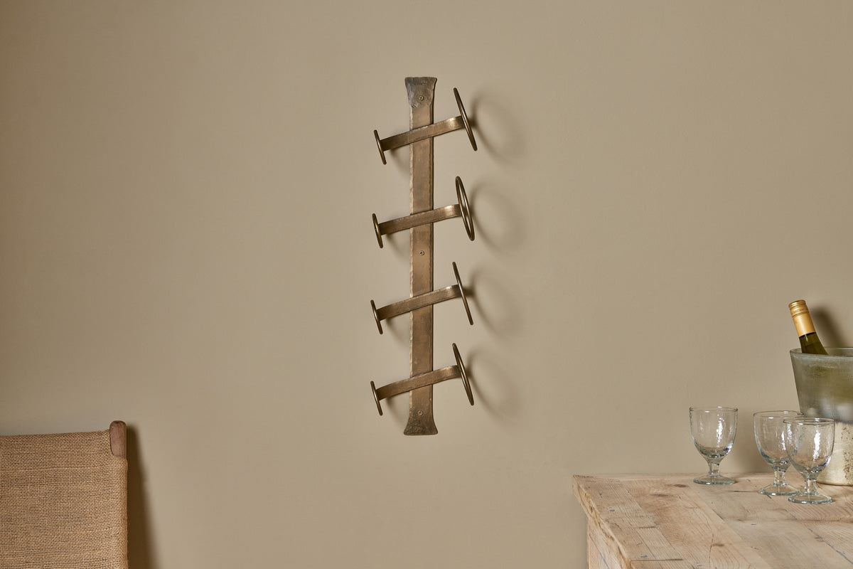 Shray Iron Wine Rack - Antique Brass-nkuku