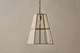 Solan Glass Lantern Pendant - Clear & Antique Brass-nkuku
