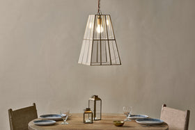 Solan Glass Lantern Pendant - Clear & Antique Brass-nkuku