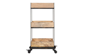 Soma Mango Wood Storage Trolley-nkuku