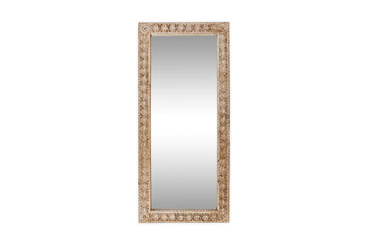 Tannir Carved Mango Wood Mirror - Natural