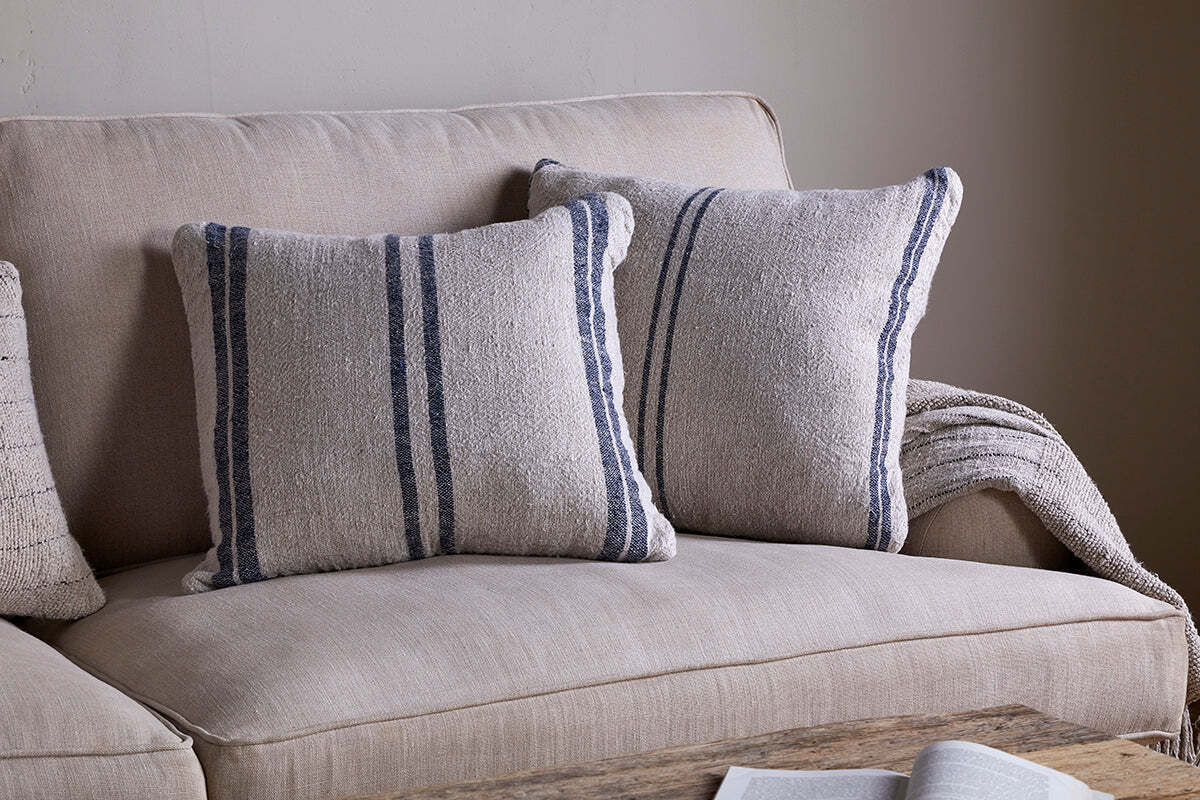 Tendali Linen Stripe Cushion Cover - Navy