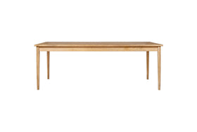 The nkuku Anbu Mango Dining Table - Natural is a rectangular mango wood table with four straight legs and a light natural finish, shown against a plain white background.