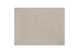A square, beige cloth napkin with a subtle vertical stripe texture, similar to nkuku’s Borba Hemp & Cotton Housewife Pillowcases in Espresso, is laid flat against a white background.