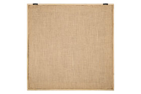 The Bawal Wall Art - Cross - Natural by nkuku features a rectangular, rough beige linen canvas in a sustainable mango wood frame. Two black clips top the blank canvas, inviting transformation into pastel art against a white background.
