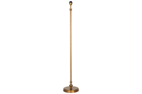 The nkuku Ehadi Antique Floor Lamp features an antique brass pole and a sleek black shade, offering modern elegance to any room.