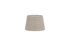 The Embaata Linen Lampshade - Natural by nkuku features a beige textured linen in a simple, tapered cylindrical design, shot against a white background—perfect for adding cozy bedroom lighting.