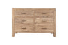 The nkuku Iya Reclaimed Wood Chest of Drawers - Natural - Large features six drawers in two rows, simple metal handles, and a minimalist rustic design crafted from natural reclaimed wood.