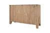The Iya Reclaimed Wood Chest of Drawers - Natural - Large by nkuku features clean lines, a minimalist look, and discreet storage. This rustic piece stands on four short legs with no visible handles or decorative elements.