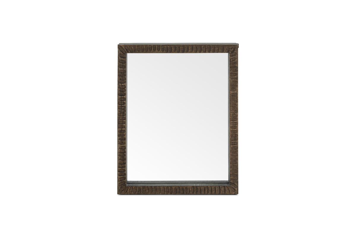 The Indu Standing Mango Wood Frame - Dark Ash by nkuku features a rectangular, dark brown textured frame crafted from sustainable mango wood, shown against a white background.