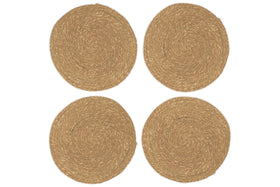The nkuku Keso Woven Placemats in brown come as a set of 4, featuring a handwoven design—an ideal minimalist addition to your tableware collection.