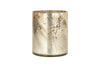 The nkuku Kunjari Tealight Holder features a cylindrical metal design with a rustic gold, speckled finish—perfect for displaying tealights and enhancing your decor with vintage charm. Shown here against a plain white background.