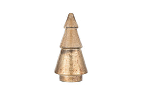 The Konara Glass Tree - Gold Crackle by nkuku is a metallic, gold-colored accent with three conical tiers and a cracked vintage finish, adding antique charm to your festive decor.
