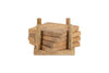 The Nalbari Coasters - Natural (Set of 4) by nkuku features four sustainable, hexagonal mango wood coasters in a light finish, neatly stacked on a square holder with two vertical posts.