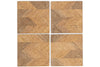 The Nalbari Coasters - Natural (Set of 4) by nkuku feature a chevron pattern in light and dark wood, aligning seamlessly across each piece for a stylish, eco-friendly touch to your table.