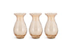 The Bapti Bud Vases by nkuku come as a set of 3 in dusty terracotta, each with a wide flared rim, rounded body, and narrow base. Arranged side by side on a white background, their surfaces have subtle texture for added charm.