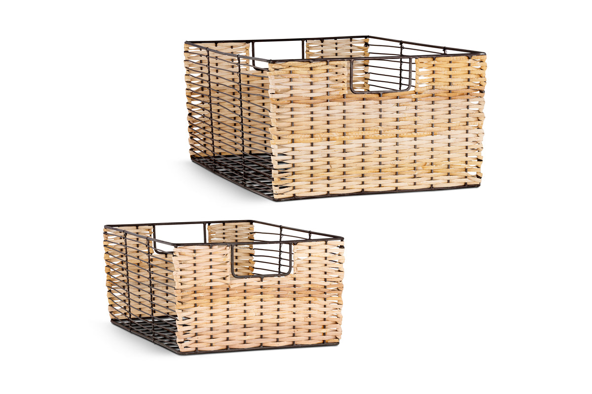Montali Iron & Rattan Storage Baskets - Natural -nkuku