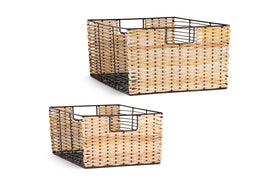 Montali Iron & Rattan Storage Baskets - Natural - (Set of 2)