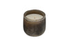 The nkuku Cedarwood & Fig 1 Wick Scented Candle features a white wax candle with notes of honeyed fig in a brown and gray ceramic holder, displayed against a plain white background.