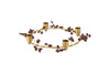 Tanu Mango Wood Beaded Candle Holder - Brass & Ruby