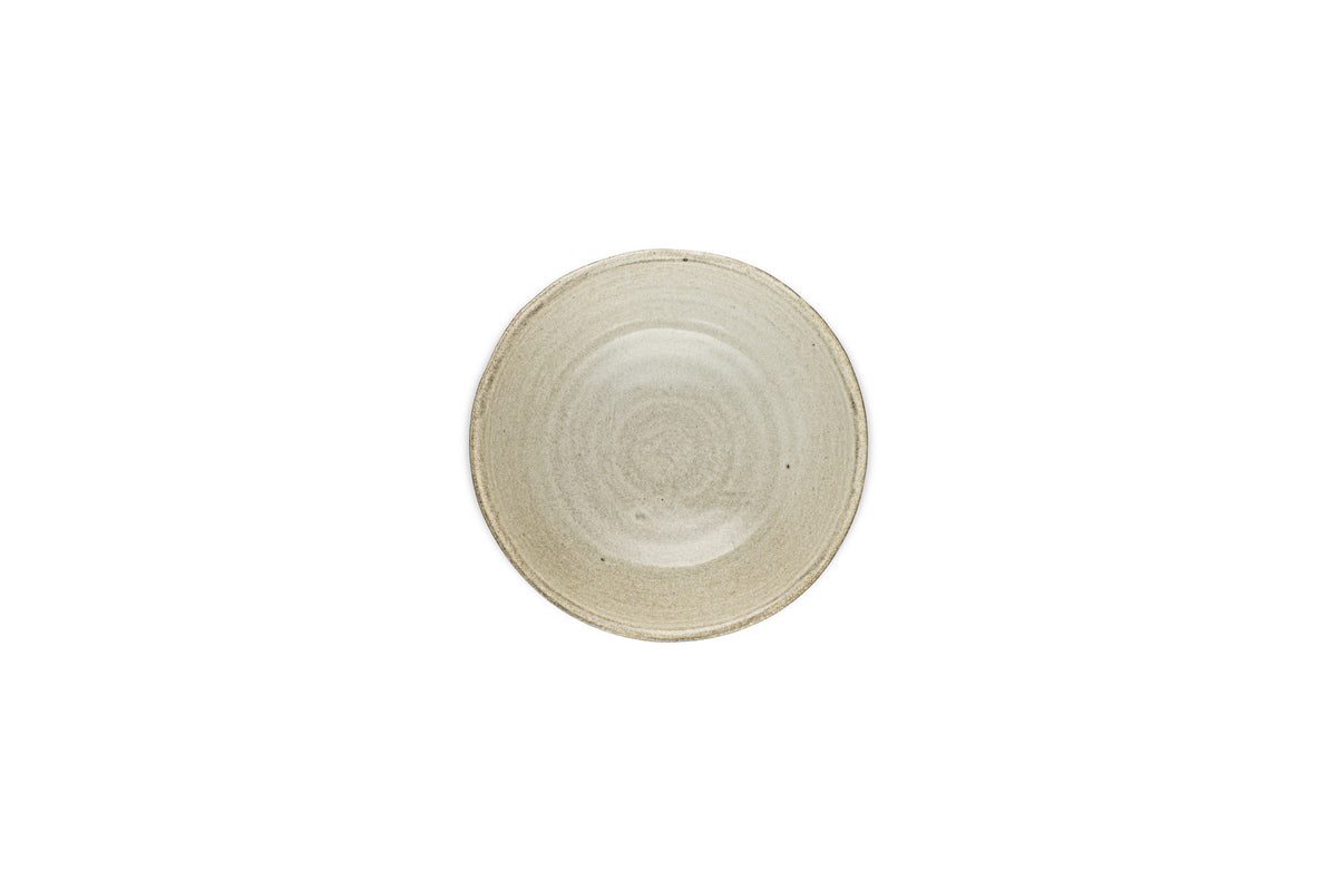 The Valinha Earthenware Cereal Bowl by nkuku features a textured spiral design and subtle reactive glaze in grey, adding depth and elegance.