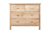 The nkuku Vivan Grooved Chest of Drawers - Natural features two small upper drawers and two larger lower ones, with simple rectangular handles and a natural wood finish—perfect for stylish bedroom storage.