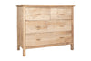 The Vivan Grooved Chest of Drawers - Natural by nkuku features two smaller top drawers and two larger lower drawers in light wood with rectangular handles, making it a stylish and practical bedroom storage solution.