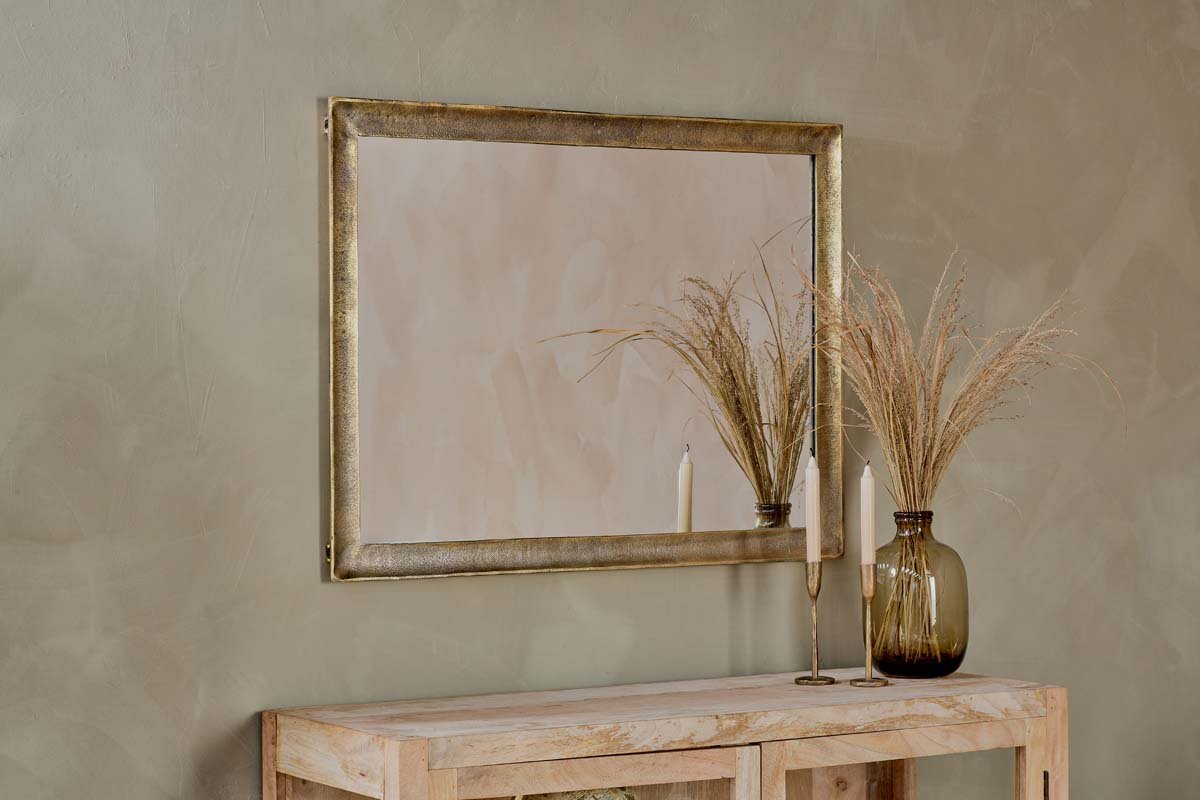 Yadur Rectangular Mirror Antique Brass Large