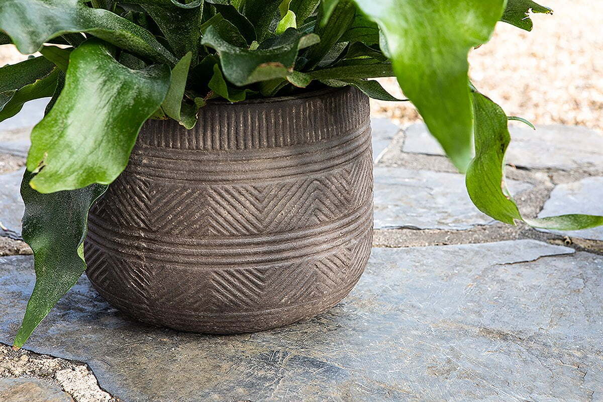 Zadie Etched Ceramic Planters - Grey - (Set of 2)