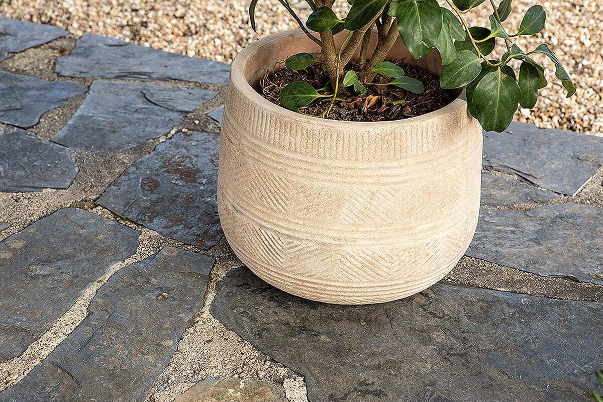 Zadie Etched Ceramic Planters - Neutral - (Set of 2)