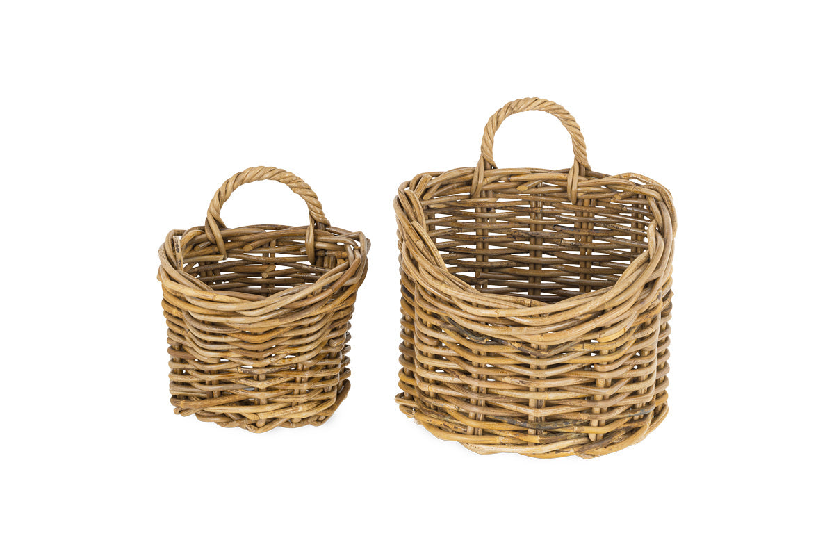 Elixir Gardens | Rattan Natural Wicker Hanging Baskets | Plastic