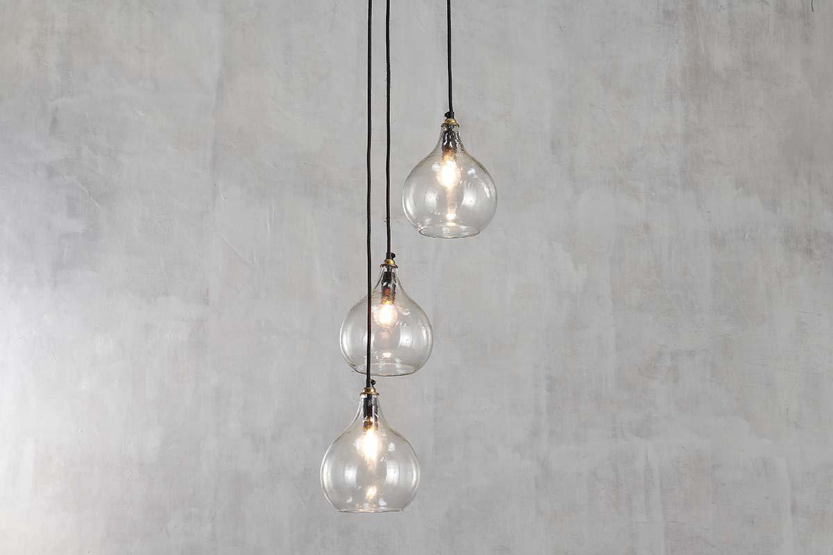 Ziva Recycled Glass Cluster Pendant Clear