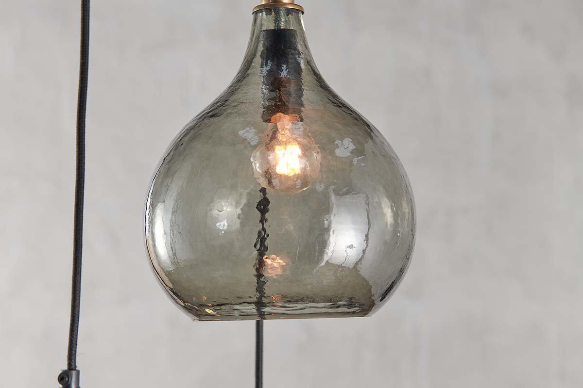Ziva Recycled Glass Cluster Pendant - Green Smoke
