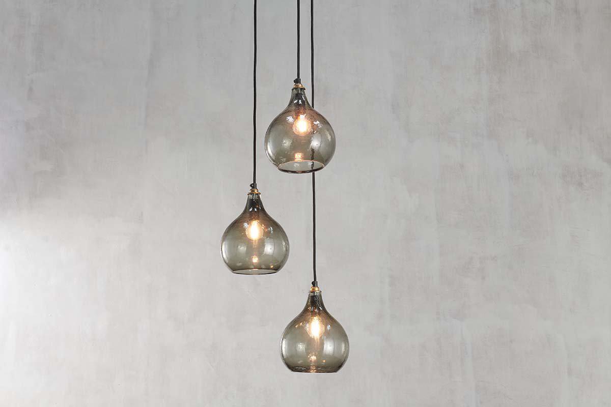 Nkuku Ziva Recycled Glass Cluster Pendant - Green Smoke