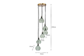 Ziva Statement Recycled Glass Cluster Pendant - Green Smoke
