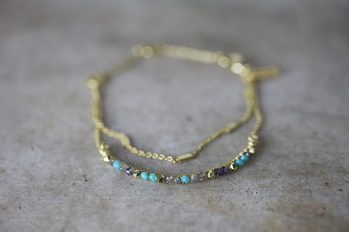 Aja Lolite Labradorite Chalcedony Bracelet