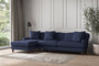Nkuku MAKE TO ORDER Deni Grand Left Hand Chaise Sofa - Recycled Cotton Navy