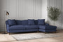 Nkuku MAKE TO ORDER Deni Grand Right Hand Chaise Sofa - Recycled Cotton Navy