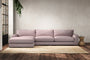 Nkuku MAKE TO ORDER Guddu Grand Left Hand Chaise Sofa - Recycled Cotton Lavender