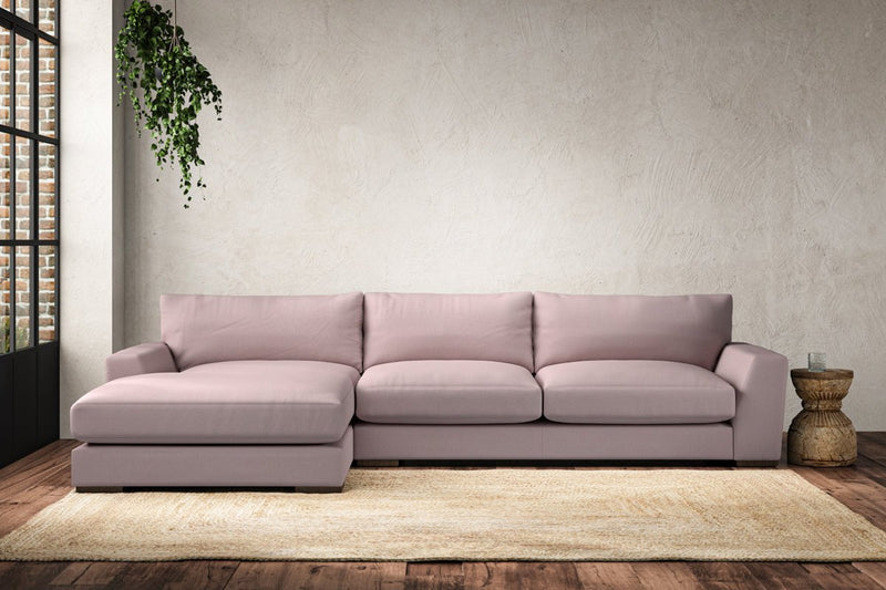 Nkuku MAKE TO ORDER Guddu Large Left Hand Chaise Sofa - Recycled Cotton Lavender