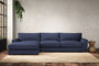 Nkuku MAKE TO ORDER Guddu Large Left Hand Chaise Sofa - Recycled Cotton Navy