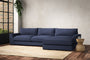 Nkuku MAKE TO ORDER Guddu Large Right Hand Chaise Sofa - Recycled Cotton Navy