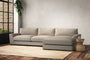 Nkuku MAKE TO ORDER Guddu Large Right Hand Chaise Sofa - Recycled Cotton Stone
