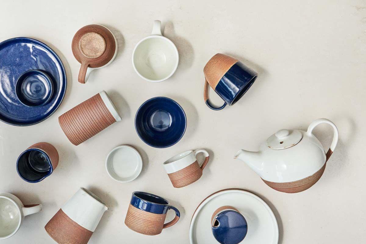 Overhead view of the nkuku Mali Ribbed Espresso Mug in white, a handcrafted ceramic piece from the Mali collection.