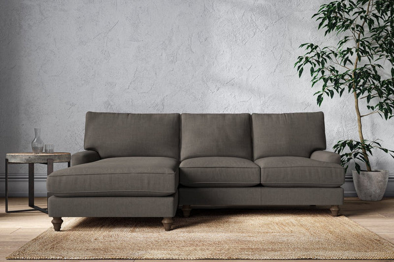 Nkuku MAKE TO ORDER Marri Large Left Hand Chaise Sofa - Brera Linen Granite