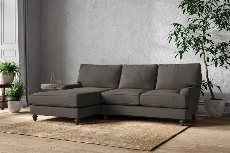 Nkuku MAKE TO ORDER Marri Large Left Hand Chaise Sofa - Brera Linen Granite